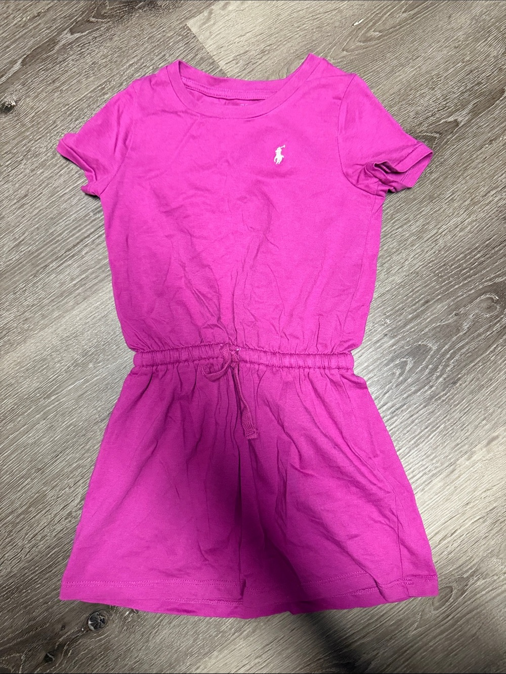 Girls Ralph Lauren Bright Fuchsia Polo Cotton Drawstring Dress Sz 4T
